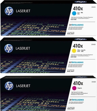 Картридж тонеру HP 410X Color LaserJet Pro M377 / M452 / M477 (CF411X, CF412X, CF413X) CYM ресурс ~ 2300 стор @ 5% (A4) (CF252XM) Original! Потрійна упаковка - Фото №1