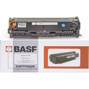 Картридж тонер BASF для HP Color LaserJet CP2025/CM2320, Canon 718 CC531A Cyan (BASF-KT-CC531A) - Фото №1