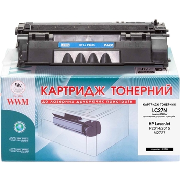 Тонер-картридж WWM для HP Color LaserJet P2015/P2014/M2727 Q7553A Black (LC27N) - Фото №1