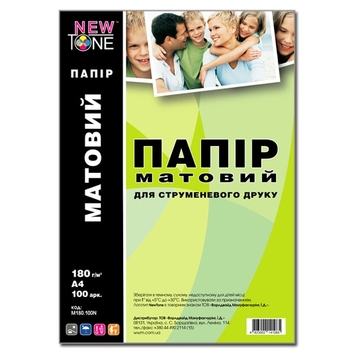 Фотопапір NewTone матовий 180г/м кв, A4, 100л (M180.100N) - Фото №1