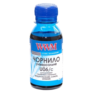 Чернила WWM для Canon/HP/Lexmark 100г Cyan Водорастворимые (U06/C-2) универсальные - Фото №1