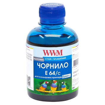 Чорнило WWM для Epson L110/L210/L355 200г Cyan Водорозчинні (E64/C) - Фото №1