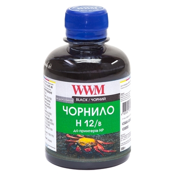 Чорнило WWM для HP №10/11/12 200г Black Водорозчинні (H12/B) - Фото №1