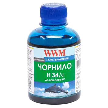 Чернила WWM для HP №22/121/122 200г Cyan Водорастворимые (H34/C) - Фото №1