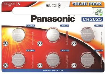 Батарейка Panasonic CR 2025 BLI 6 LITHIUM (CR-2025EL/6B) - Фото №1
