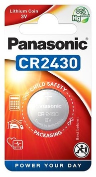Батарейка Panasonic CR 2430 BLI 1 LITHIUM (CR-2430EL/1B) - Фото №1