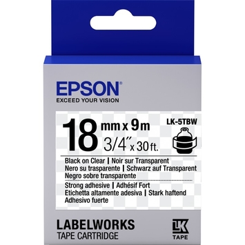 Картридж Epson для LW-400/400VP/700 Strng adh Black/Clear 18mm x 9m (C53S655011) - Фото №1