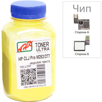 Тонер+чип АНК для HP CLJ Pro M252/M277 ( тонер АНК, чип АНК) бутль 40г Yellow (1505177) - Фото №1