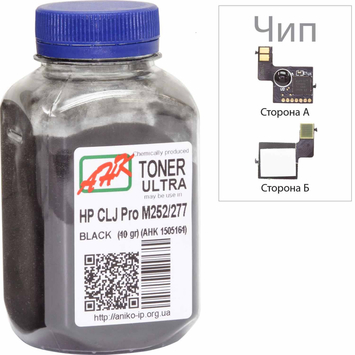 Тонер+чип АНК для HP CLJ Pro M252/M277 ( тонер АНК, чип АНК) бутль 45г Black (1505174) - Фото №1