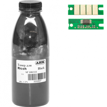 Тонер+чип АНК для Ricoh Aficio SP 111 ( тонер АНК, чип АНК) бутль 60г Black (3202555) - Фото №1