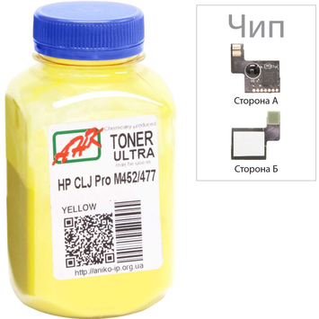 Тонер + чип АНК для HP CLJ Pro M452/477 (тонер АНК, чип Apex) бутыль 100г Yellow (3203130) - Фото №1