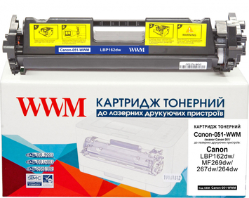 Тонер-картридж WWM для Canon LBP162dw/MF269dw/267dw/264dw Canon 051 Black (Canon-051-WWM) - Фото №1