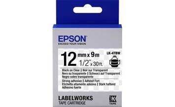 Картридж с лентой Epson LK4TBW принтеров LW-300/400/400VP/700 Strng adh Blk/Clear 12mm/9m (C53S654015) - Фото №1