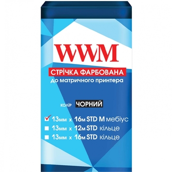 Стрічка WWM 13мм х 16м (12,7 мм x 16м) STD лівий Black (R13.16SM) - Фото №1