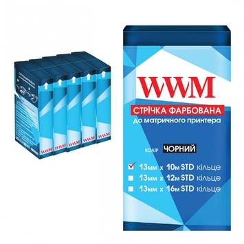 Стрічка КОМПЛЕКТ 5шт WWM 13мм х 10м (12,7мм x 10м) STD кільце Black (R13.10S5) - Фото №1