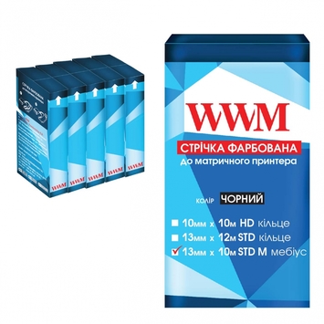 Стрічка КОМПЛЕКТ 5шт WWM 13мм х 10м (12,7мм x 10м) STD лівий Black (R13.10SM5) - Фото №1