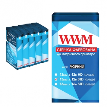 Стрічка КОМПЛЕКТ 5шт WWM 13мм х 12м (12,7мм x 12м) STD кільце Black (R13.12S5) - Фото №1