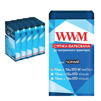 Стрічка КОМПЛЕКТ 5шт WWM 13мм х 12м (12,7мм x 12м) STD лівий Black (R13.12SM5) - Фото №1