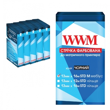 Стрічка КОМПЛЕКТ 5шт WWM 13мм х 16м (12,7мм x 16м) STD лівий Black (R13.16SM5) - Фото №1