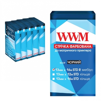 Стрічка КОМПЛЕКТ 5шт WWM 13мм х 16м (12,7мм x 16м) STD правий Black (R13.16SR5) - Фото №1