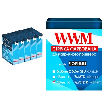 Стрічка КОМПЛЕКТ 5шт WWM 13мм х 7м (12,7мм x 7м) STD правий Black (R13.7SR5) - Фото №1