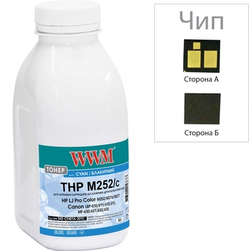 Тонер+чип WWM для HP LJ Pro M252, Canon 045 бутыль 45г Cyan (045-CF401A-201C) - Фото №1