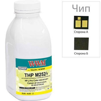 Тонер+чіп WWM для HP LJ Pro M252, Canon 045 бутль 45г Yellow (045-CF402A-201Y) - Фото №1