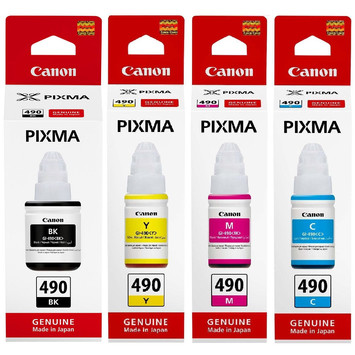 Набор оригинальных чернил Canon для Pixma G1400/G2400/G3400 GI-490 B/C/M/Y (SET490C) - Фото №1