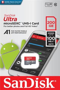 Карта пам&#39;яті SanDisk 200GB microSDXC C10 UHS-I R100MB/s Ultra - Фото №1