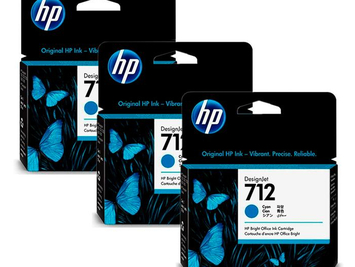 Картридж HP 712 3-Pack 29-ml Cyan DesignJet Ink Cartridge 3ED77A - Фото №1