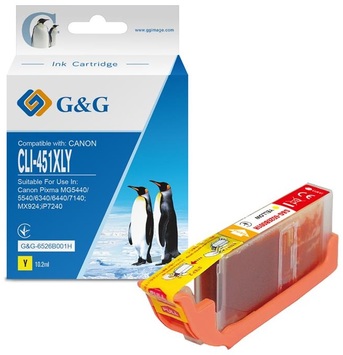 Картридж G&G для Canon CLI-451Y (Yellow) PIXMA MG5440/MG6340 G&G-6526B001H - Фото №1