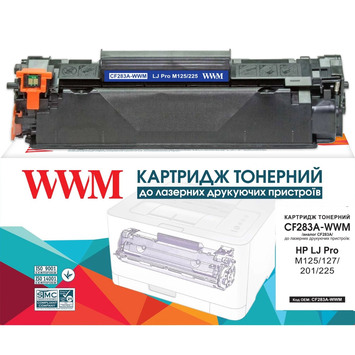 Картридж тон. WWM для HP LJ Pro M125/127/201/225 CF283A Black (1500 копий) (CF283A-WWM) - Фото №1