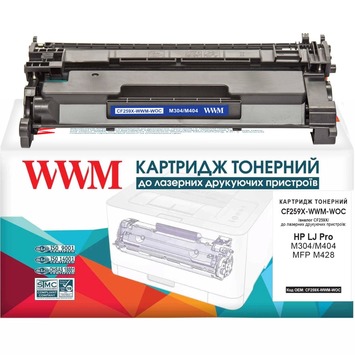 Картридж тон. WWM для HP LJ Pro M304/M404/MFP M428 CF259X Black (10000 копій) (CF259X-WWM) - Фото №1