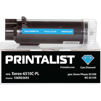 Туба с тонером PRINTALIST для Xerox Phaser 6510N, WC 6515N 106R03693 Cyan ( 4300 коп.) (Xerox-6510C-PL) - Фото №1