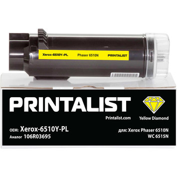 Туба с тонером PRINTALIST для Xerox Phaser 6510N, WC 6515N 106R03695 Yellow ( 4300 коп.) (Xerox-6510Y-PL) - Фото №1