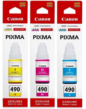 Набор оригинальных чернил Canon для Pixma G1400/G2400/G3400 GI-490 3шт x 70мл C/M/Y (SET490C/M/Y) - Фото №1