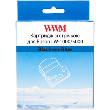 Картридж зі стрічкою WWM для Epson LW-1000/5000 36mm x 8m Black-on-Blue (WWM-SC36B) - Фото №1