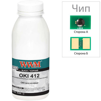 Тонер + чип WWM для OKI B412/432/MB462 ( тонер WWM, чип WWM) 250г Black (TC-B412-WWM) - Фото №1