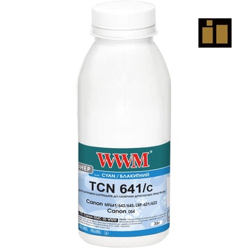 Тонер + чип WWM для Canon MF641/643/645, LBP-621/623, Canon 054 бутыль 35г Cyan (TC-Canon-054C-35-WWM) - Фото №1