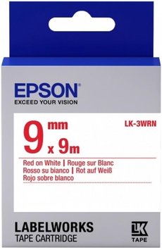 Картридж с лентой Epson LK3WRN принтеров LW-300/400/400VP/700 Std Red/Wht 9mm/9m C53S653008 - Фото №1