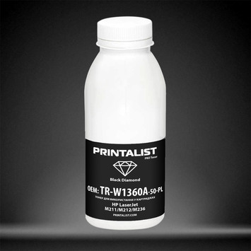 Тонер PRINTALIST для HP LJ M211/M212/M236 бутыль 50г Black (TR-W1360A-50-PL) - Фото №1