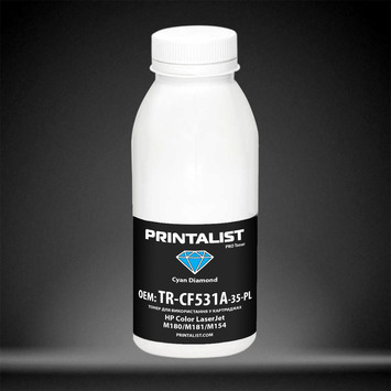 Тонер PRINTALIST для HP CLJ M180/M181/M154 бутыль 35г Cyan (TR-CF531A-35-PL) - Фото №1