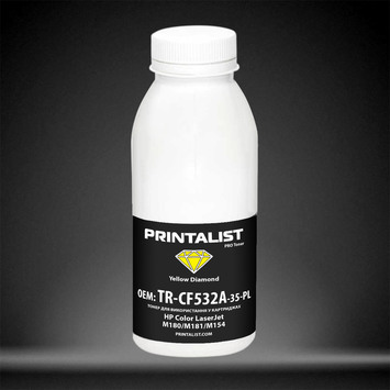 Тонер PRINTALIST для HP CLJ M180/M181/M154 бутыль 35г Yellow (TR-CF532A-35-PL) - Фото №1