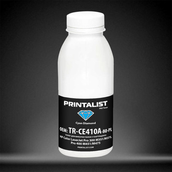 Тонер PRINTALIST для HP CLJ Pro 300 M351/M375, Pro 400 M451/M475 бутыль 80г Cyan (TR-CE410A-80-PL) - Фото №1