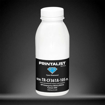 Тонер PRINTALIST для HP Enterprise M552/M553, Canon 040 бутыль 105г Cyan (TR-CF361A-105-PL) - Фото №1