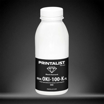 Тонер PRINTALIST для OKI универсальный бутыль 100г Black (OKI-100-K-PL) - Фото №1