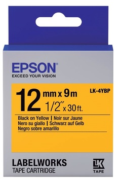 Картридж с лентой Epson LK4YBP для принтеров LW-300/400/400VP/700 Pastel Black/Yellow 12mm/9m (C53S654008) - Фото №1