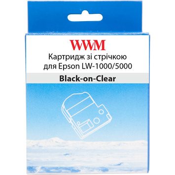 Картридж зі стрічкою WWM для Epson LW-1000/5000 36mm x 8m Black-on-Clear (WWM-ST36K) - Фото №1