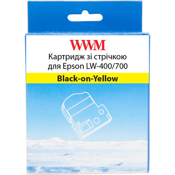 Картридж зі стрічкою WWM для Epson LW-400/700 18mm х 8m Black-on-Yellow (WWM-SC18Y) - Фото №1