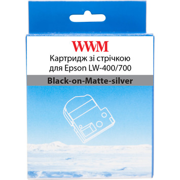Картридж зі стрічкою WWM для Epson LW-400/700 6mm x 8m Black-on-Matte-silver (WWM-SM6X) - Фото №1